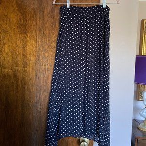 Navy Polka Dot Midi Skirt